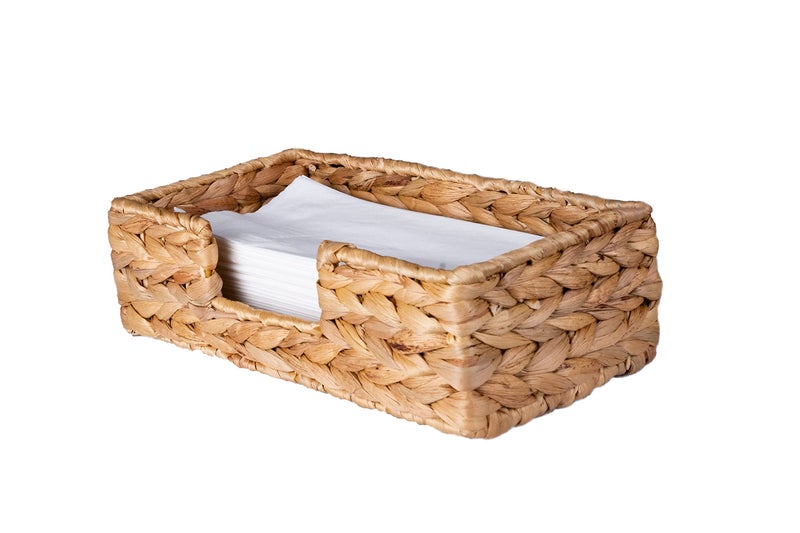 Bezoval Rectangle Water Hyacinth Napkin Holders For Kitchen And Bathroom, Guest Towel Holder Tray For Bathroom, Handcrafted Flat Napkin Holder Basket, Wicker Accessories for Home Decor, Restaurants, Cafe - Image 1